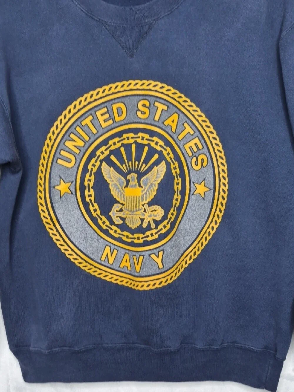 Vintage Soffe US Navy Double Sided Crewneck Sweatshirt Blue Gold Crest Medium